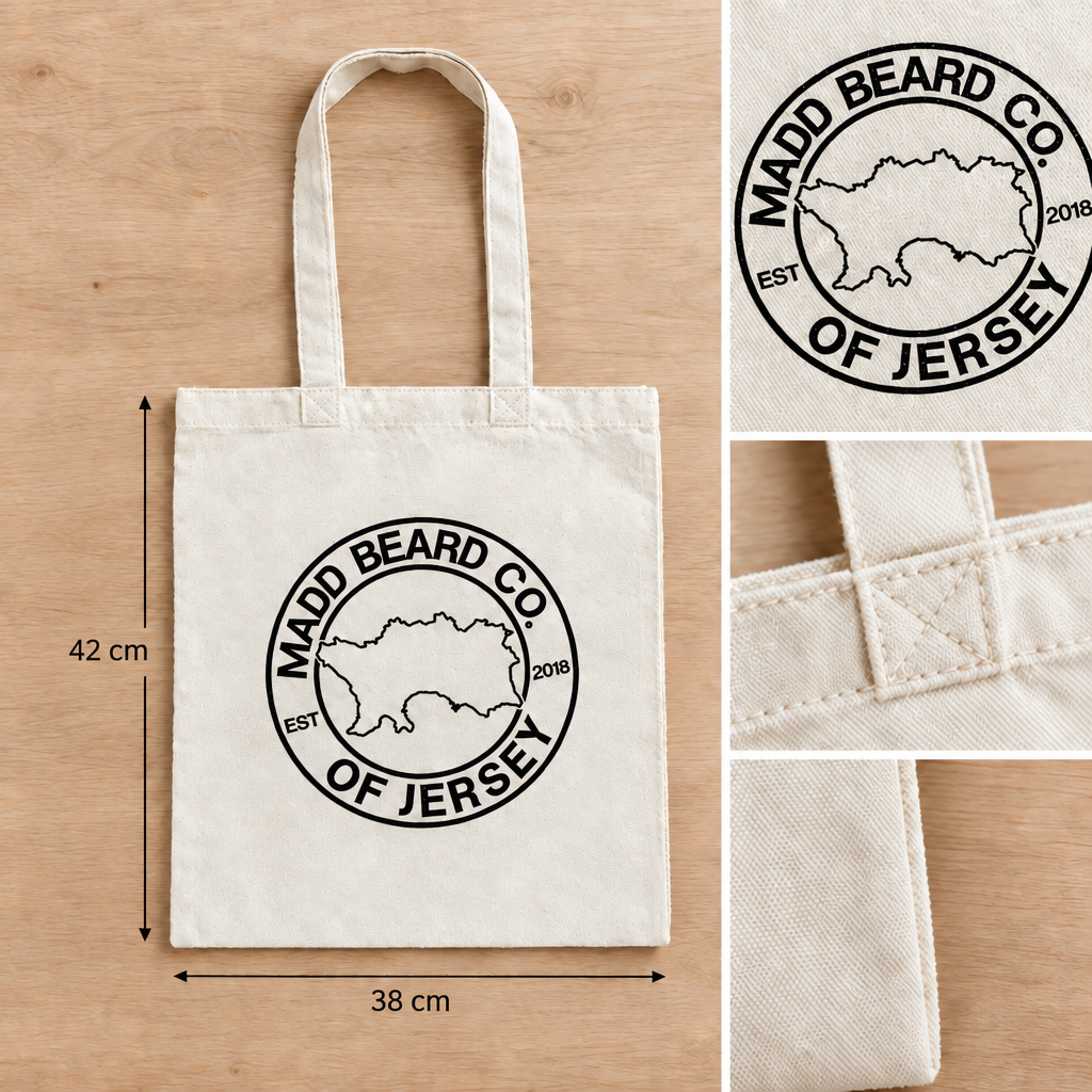 Tote bag sizing image showing 42 cm tall and 38 cm wide